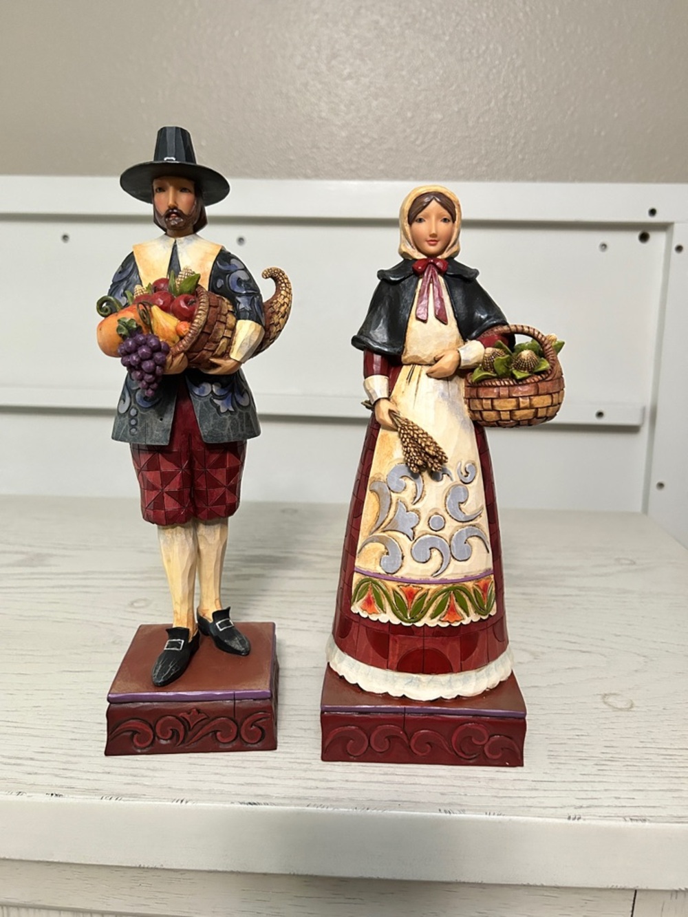 Jim Shore Red and Brown Decorative Figurine Boxes